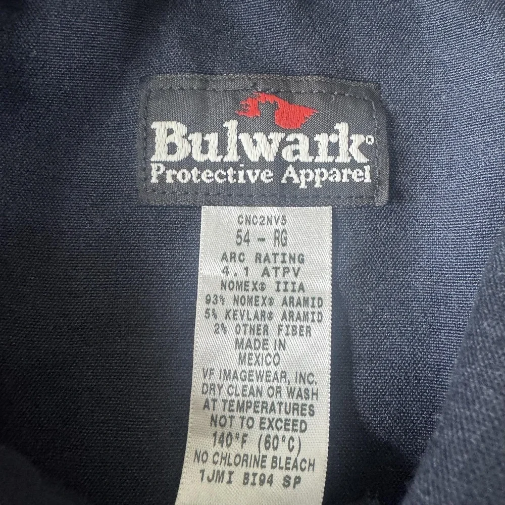 Bulwark FR Coveralls Mens 54R Blue Nomex IIIA Flame Resistant Workwear Safety